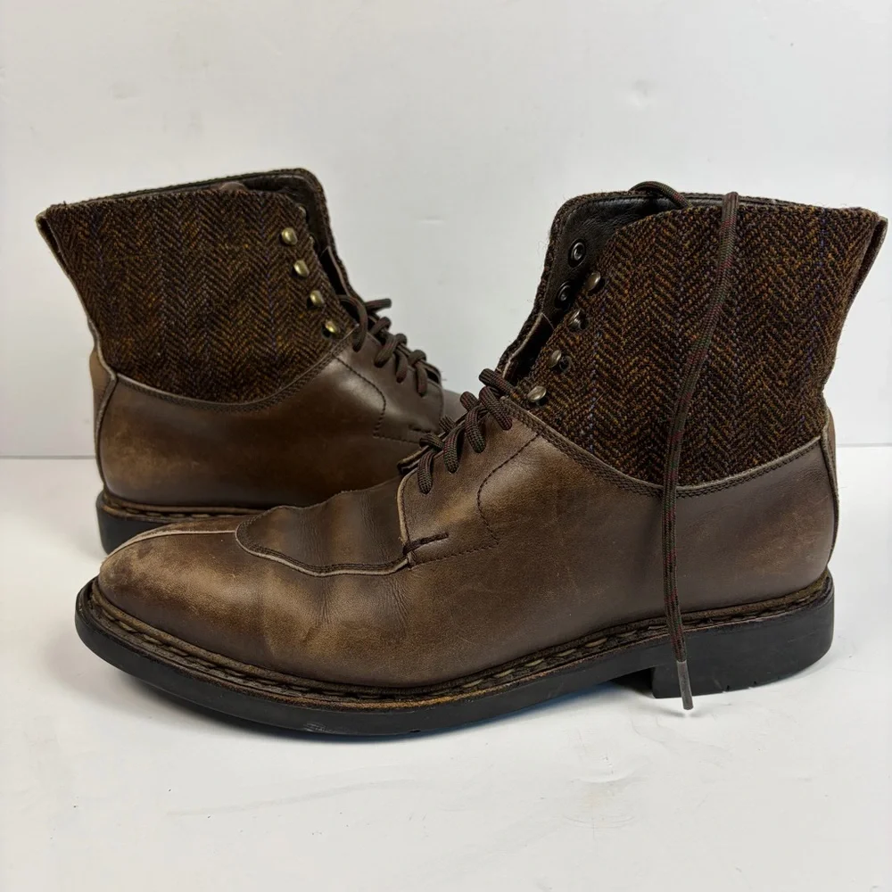 Heschung Ginkgo Brown Leather Split Toe Dress Boots Men's US 7 / UK 5.5 / EU 40 - Picture 2 of 16